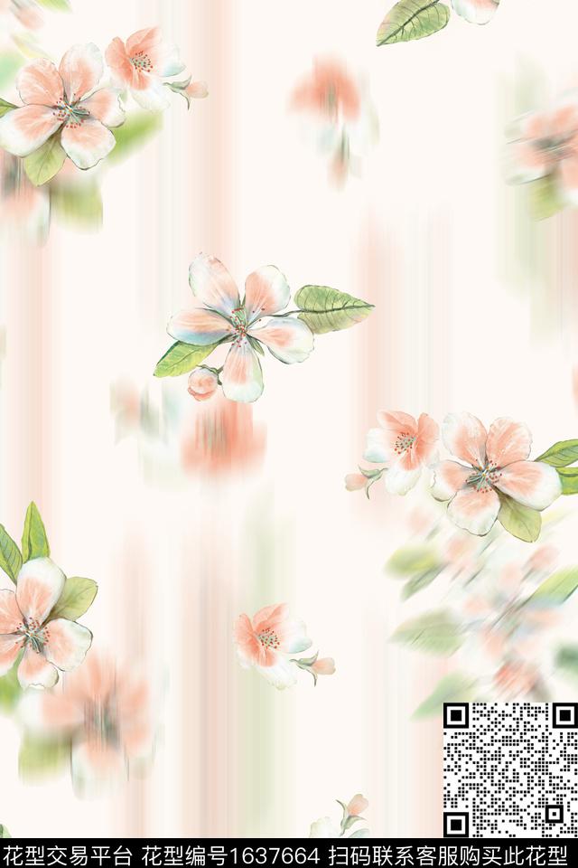 年轻女性花卉水彩数码印花花型下载（图片编号: 1637664） - 瓦栏（Walan）