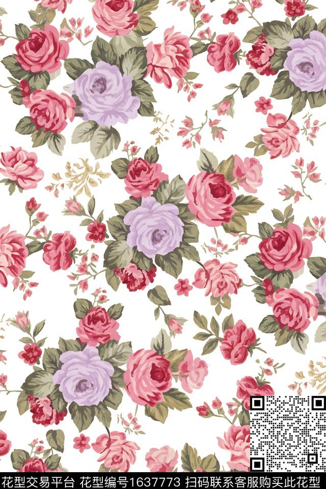 花卉小碎花大牌风数码印花花型下载（图片编号: 1637773） - 瓦栏（Walan）
