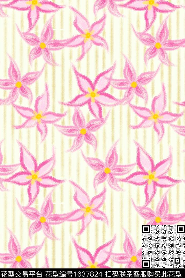 小清新花卉肌理数码印花花型下载（图片编号: 1637824） - 瓦栏（Walan）