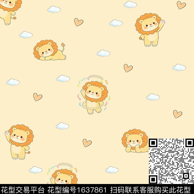 爱心狮子天空数码印花花型下载（图片编号: 1637861） - 瓦栏（Walan）