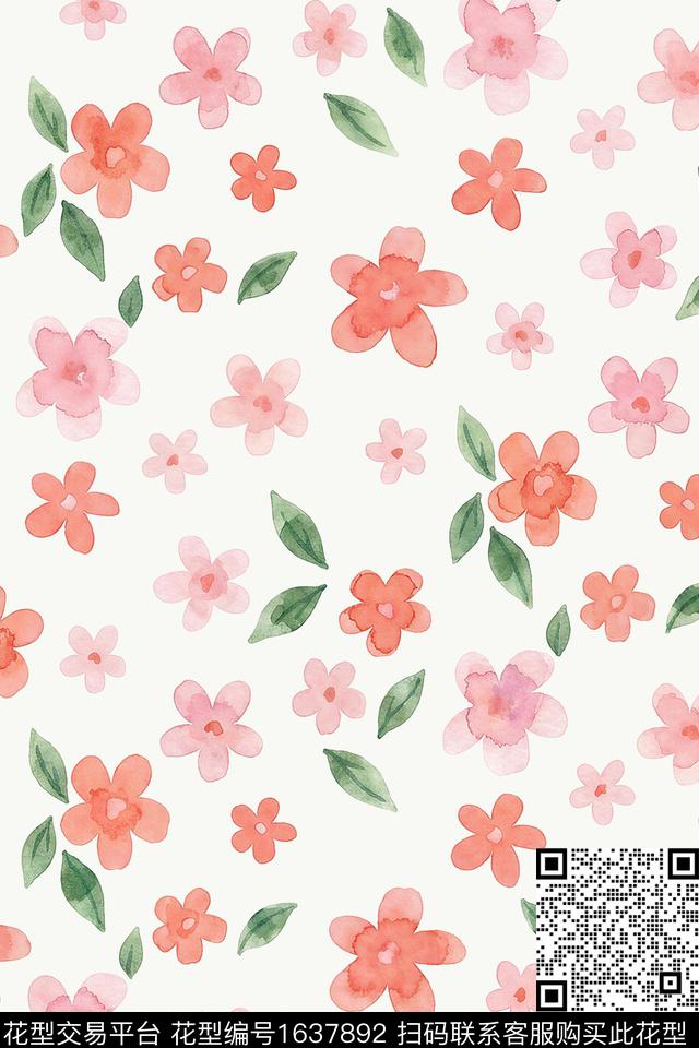 花卉水彩花卉小碎花数码印花花型下载（图片编号: 1637892） - 瓦栏（Walan）