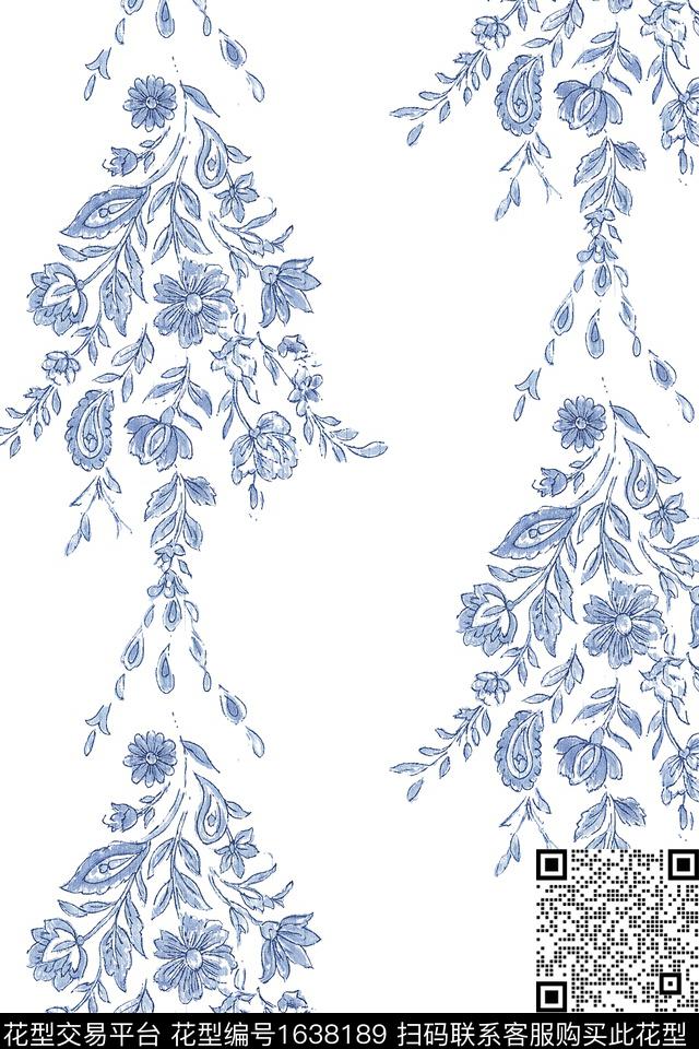 小清新清爽底花卉花卉数码印花花型下载（图片编号: 1638189） - 瓦栏（Walan）