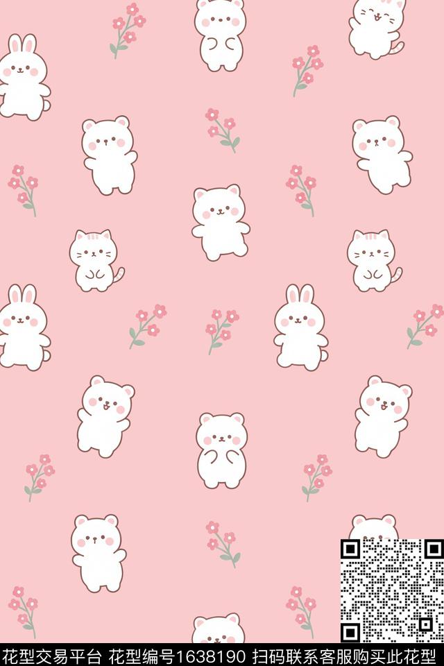 卡通动物小清新趣味传统印花花型下载（图片编号: 1638190） - 瓦栏（Walan）
