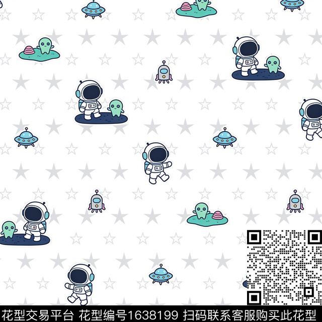 星星宇航员星空数码印花花型下载（图片编号: 1638199） - 瓦栏（Walan）