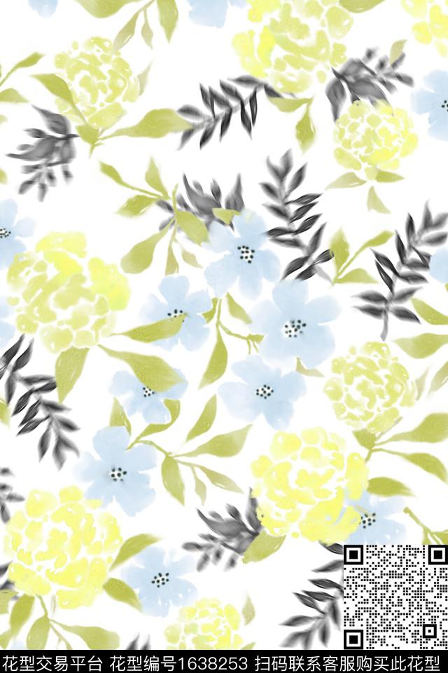 花卉抽象花卉小碎花数码印花花型下载（图片编号: 1638253） - 瓦栏（Walan）