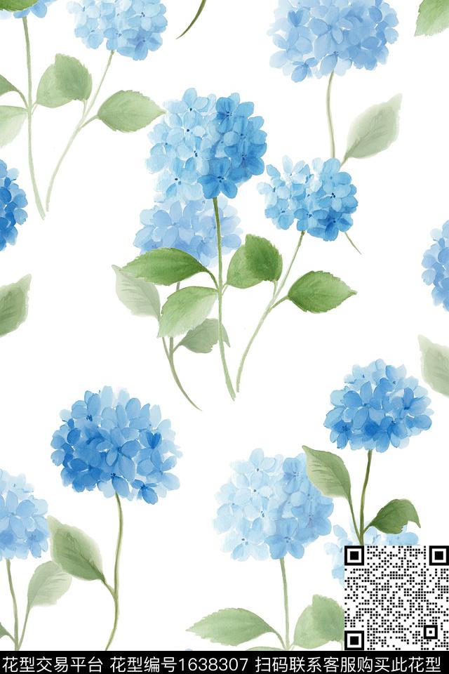 绣球花花卉春夏花型数码印花花型下载（图片编号: 1638307） - 瓦栏（Walan）