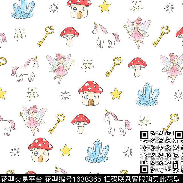 钥匙蘑菇小仙女数码印花花型下载（图片编号: 1638365） - 瓦栏（Walan）