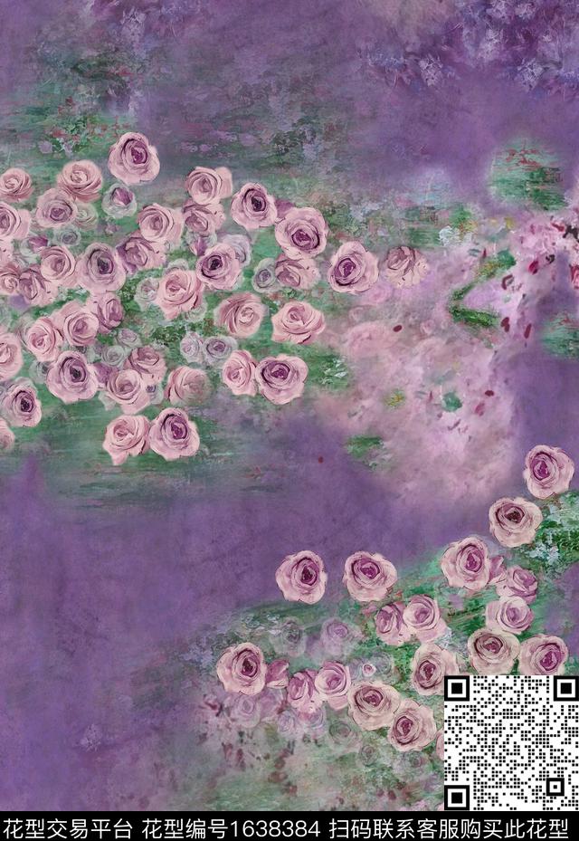 花卉抽象花卉数码印花花型下载（图片编号: 1638384） - 瓦栏（Walan）