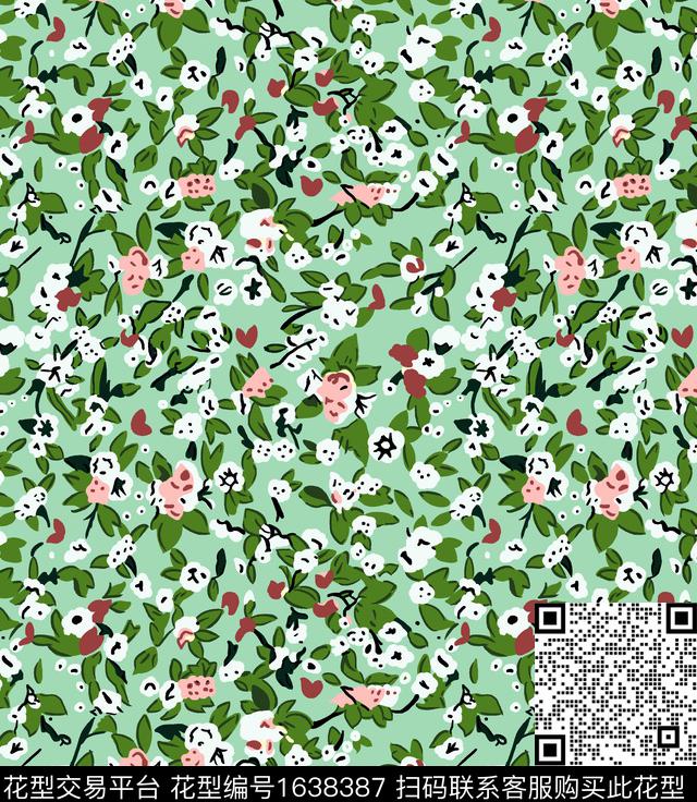 花卉小碎花数码印花花型下载（图片编号: 1638387） - 瓦栏（Walan）