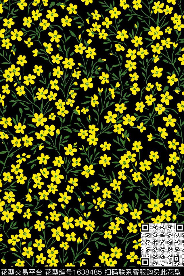 花卉小碎花数码印花花型下载（图片编号: 1638485） - 瓦栏（Walan）
