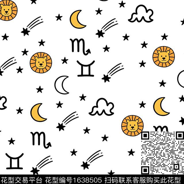 星星狮子几何传统印花花型下载（图片编号: 1638505） - 瓦栏（Walan）