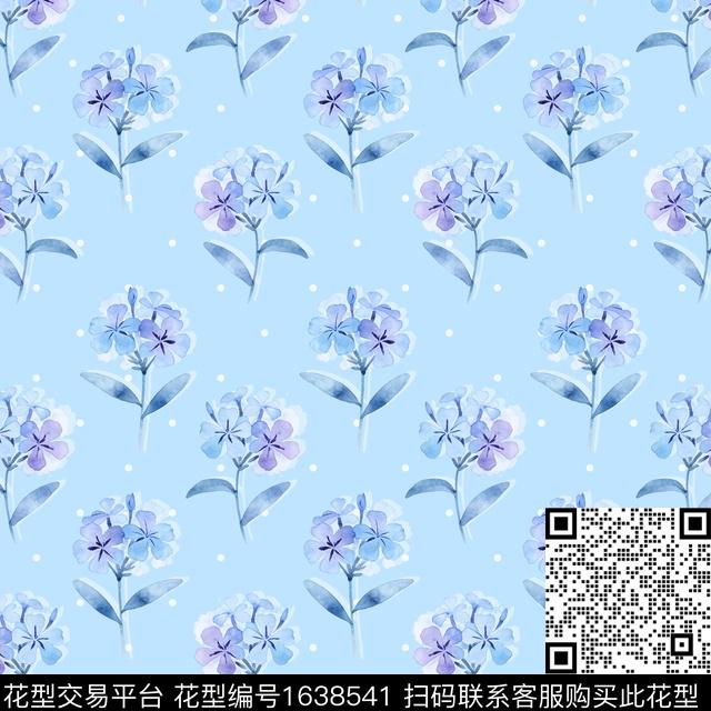 清爽底花卉花卉水彩风数码印花花型下载（图片编号: 1638541） - 瓦栏（Walan）