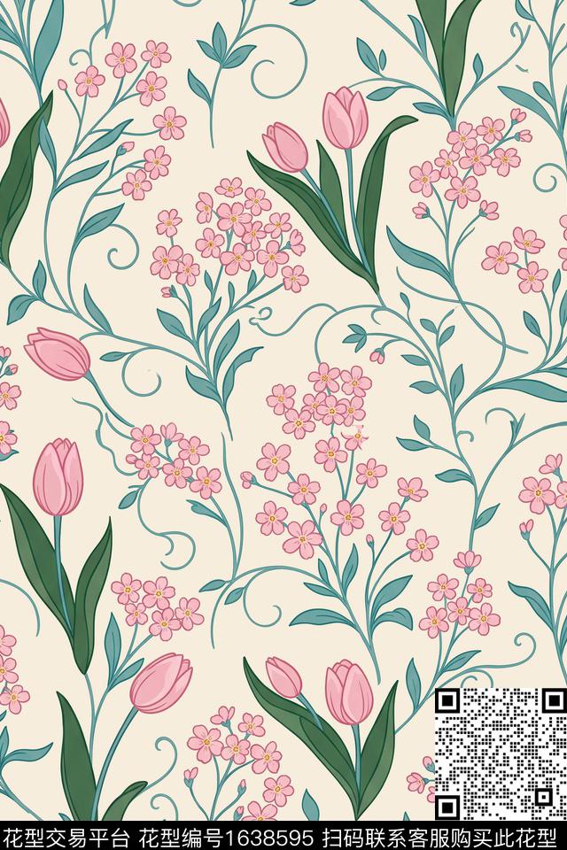 花卉小碎花数码印花花型下载（图片编号: 1638595） - 瓦栏（Walan）
