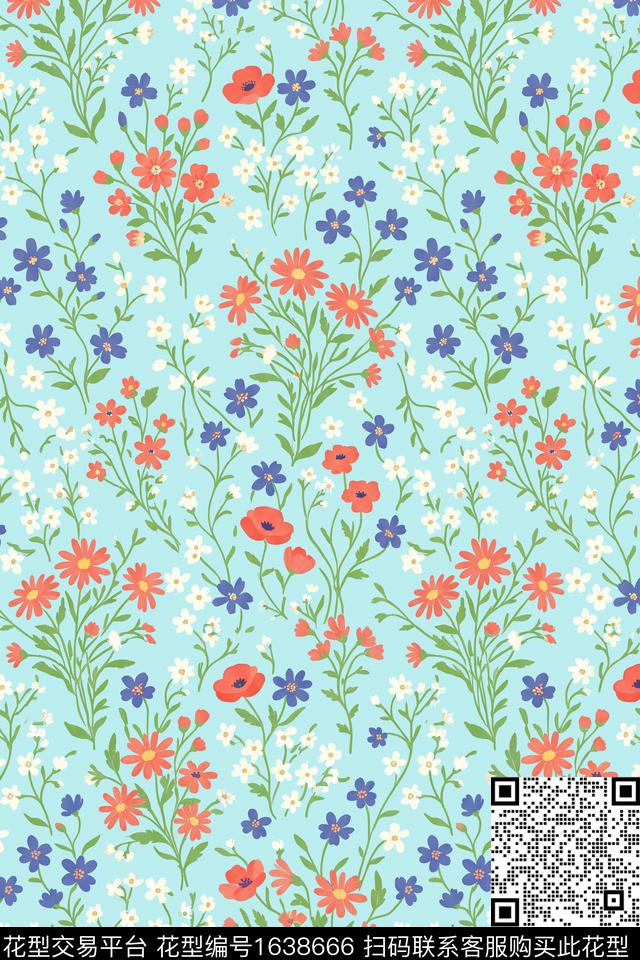 花卉小碎花数码印花花型下载（图片编号: 1638666） - 瓦栏（Walan）