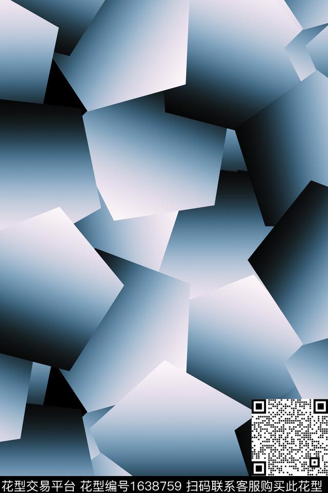 几何渐变拼接数码印花花型下载（图片编号: 1638759） - 瓦栏（Walan）