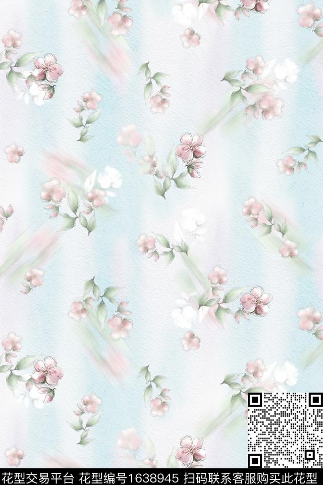 年轻女性花卉水彩花卉数码印花花型下载（图片编号: 1638945） - 瓦栏（Walan）