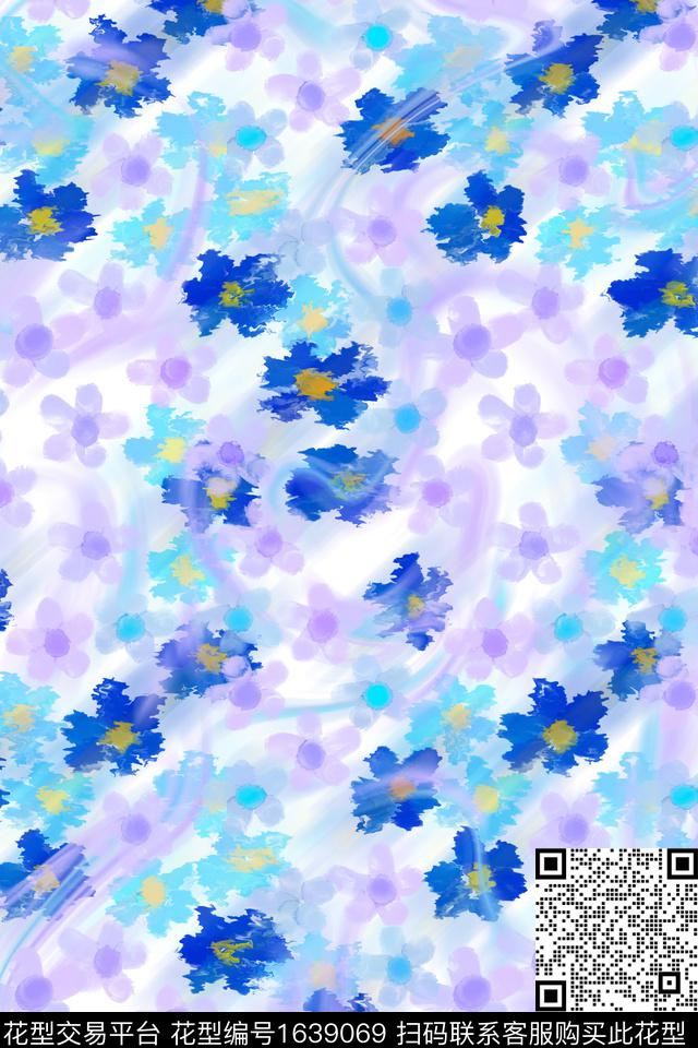 花卉小碎花朦胧花卉数码印花花型下载（图片编号: 1639069） - 瓦栏（Walan）