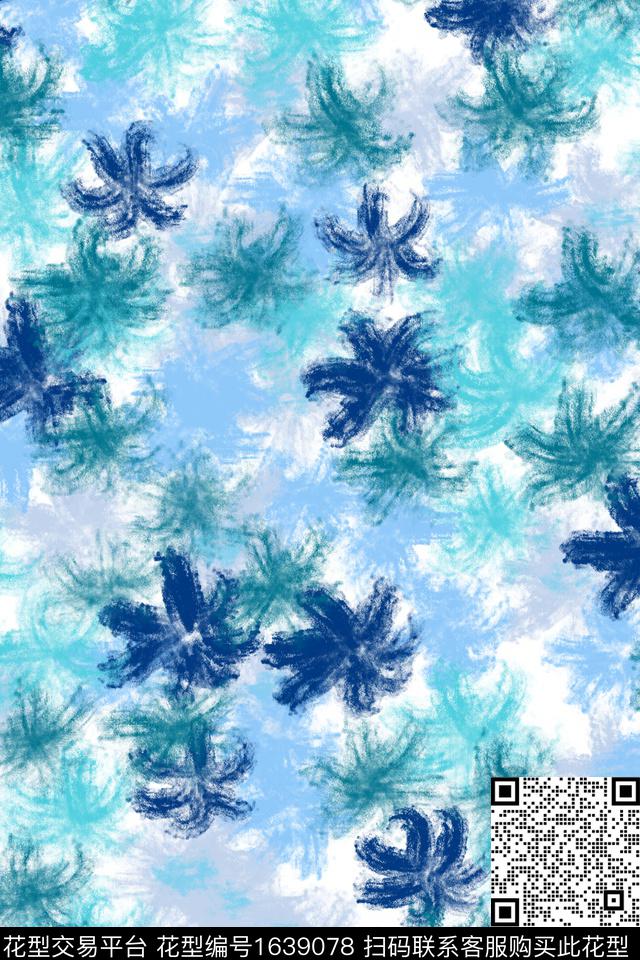 小清新清爽底花卉花卉数码印花花型下载（图片编号: 1639078） - 瓦栏（Walan）
