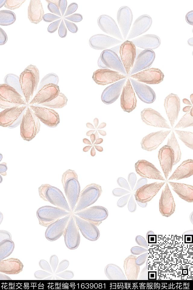 水彩花瓣数码印花花型下载（图片编号: 1639081） - 瓦栏（Walan）