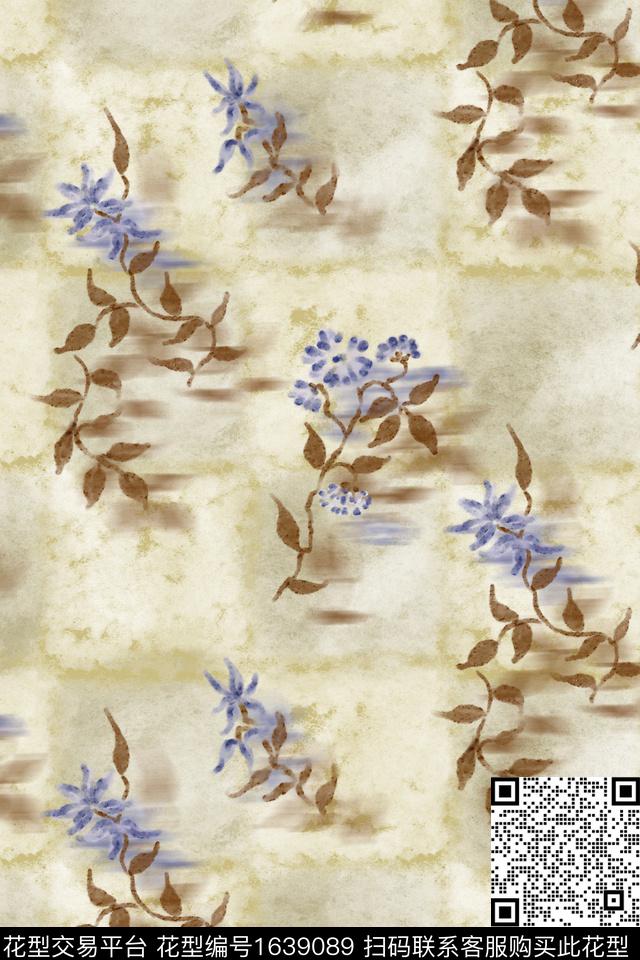 侘寂花卉朦胧花卉数码印花花型下载（图片编号: 1639089） - 瓦栏（Walan）