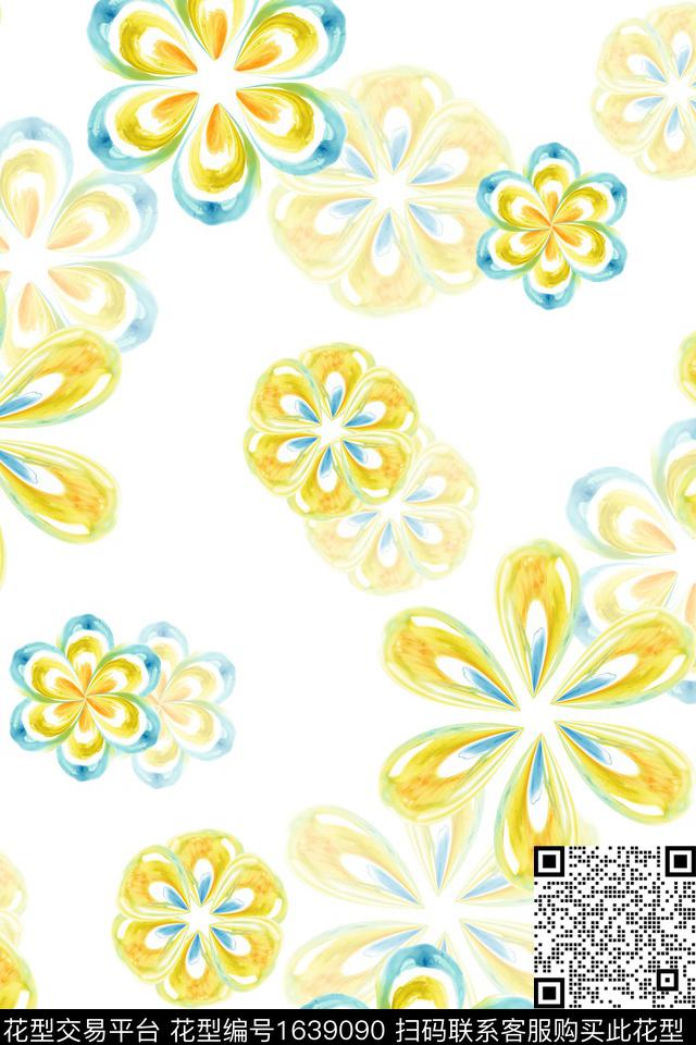 民族花卉水彩民族风数码印花花型下载（图片编号: 1639090） - 瓦栏（Walan）