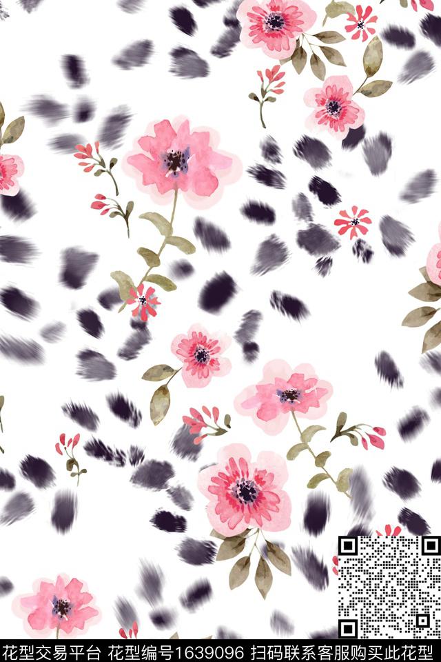花卉水彩花卉抽象数码印花花型下载（图片编号: 1639096） - 瓦栏（Walan）
