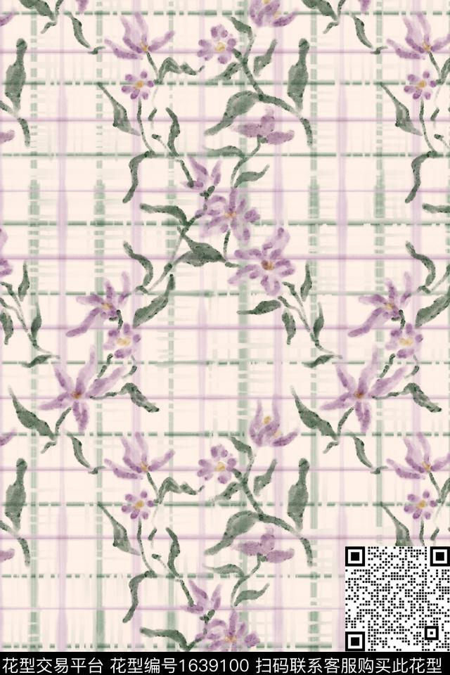 花卉肌理线条花卉数码印花花型下载（图片编号: 1639100） - 瓦栏（Walan）