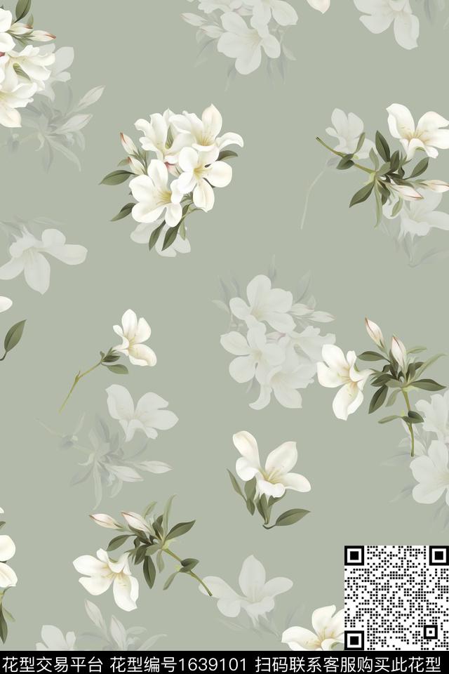 花卉影花数码印花花型下载（图片编号: 1639101） - 瓦栏（Walan）