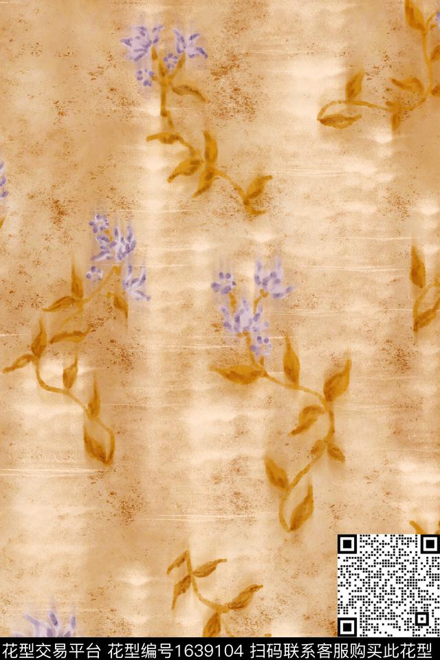 侘寂花卉肌理数码印花花型下载（图片编号: 1639104） - 瓦栏（Walan）