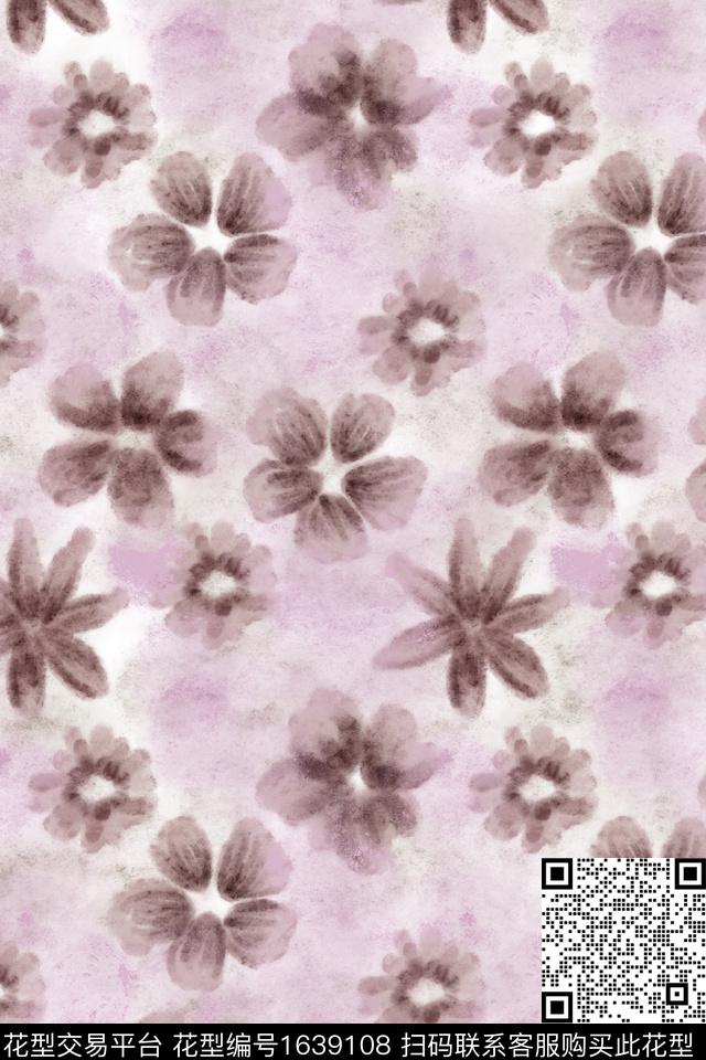侘寂花卉肌理数码印花花型下载（图片编号: 1639108） - 瓦栏（Walan）