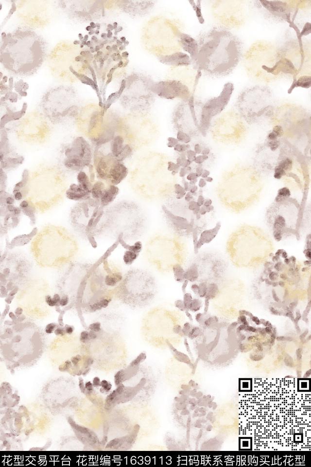 侘寂花卉肌理数码印花花型下载（图片编号: 1639113） - 瓦栏（Walan）