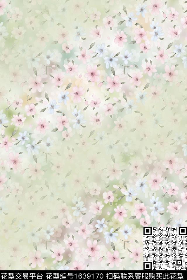 花卉水彩花卉小碎花数码印花花型下载（图片编号: 1639170） - 瓦栏（Walan）