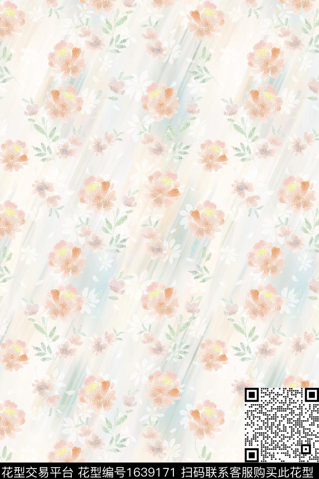 花卉小碎花水彩花卉数码印花花型下载（图片编号: 1639171） - 瓦栏（Walan）