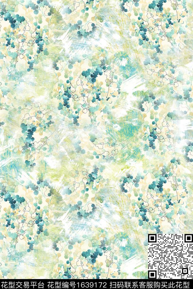 抽象水彩数码印花花型下载（图片编号: 1639172） - 瓦栏（Walan）