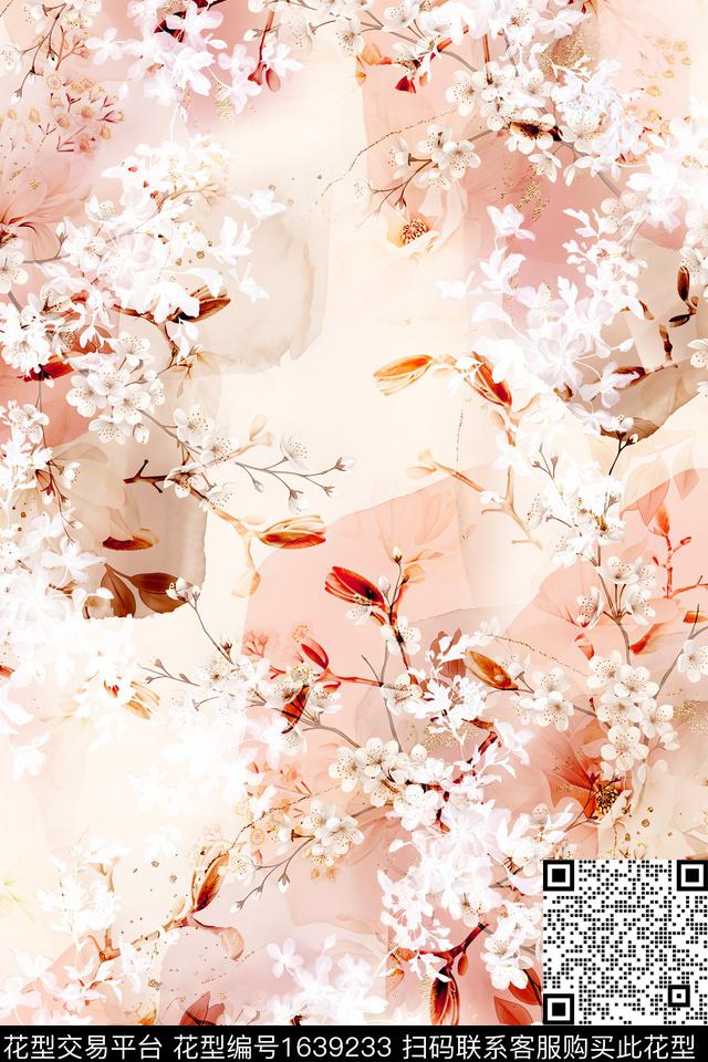 小清新真丝花卉数码印花花型下载（图片编号: 1639233） - 瓦栏（Walan）