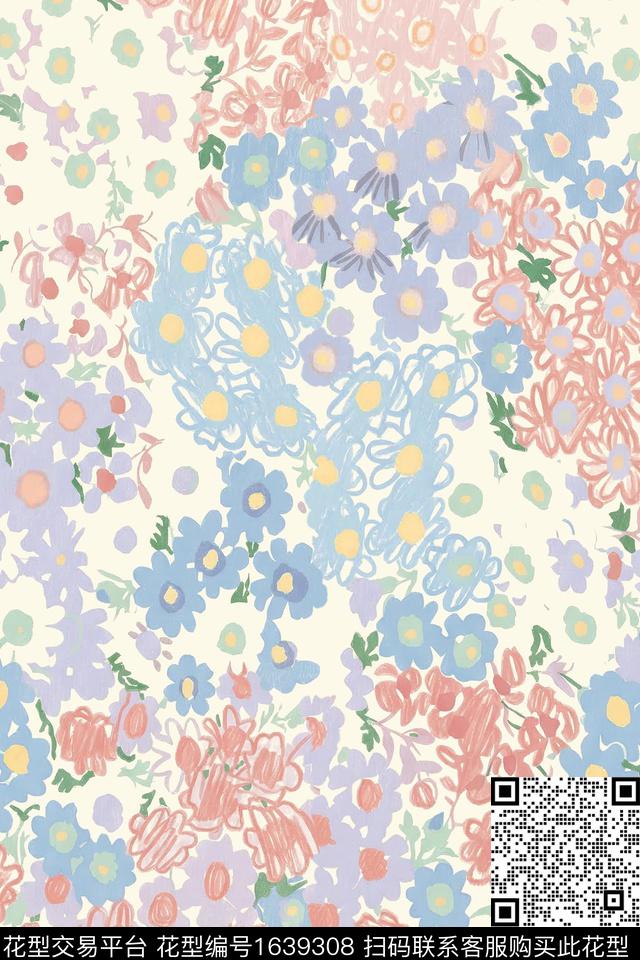 花卉小碎花数码印花花型下载（图片编号: 1639308） - 瓦栏（Walan）