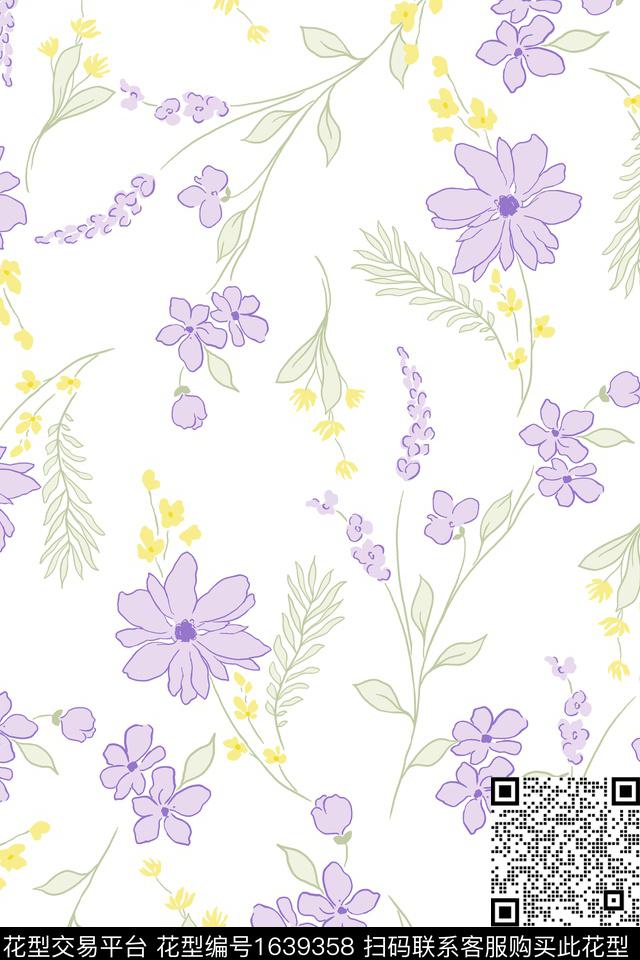 小清新花卉小碎花数码印花花型下载（图片编号: 1639358） - 瓦栏（Walan）