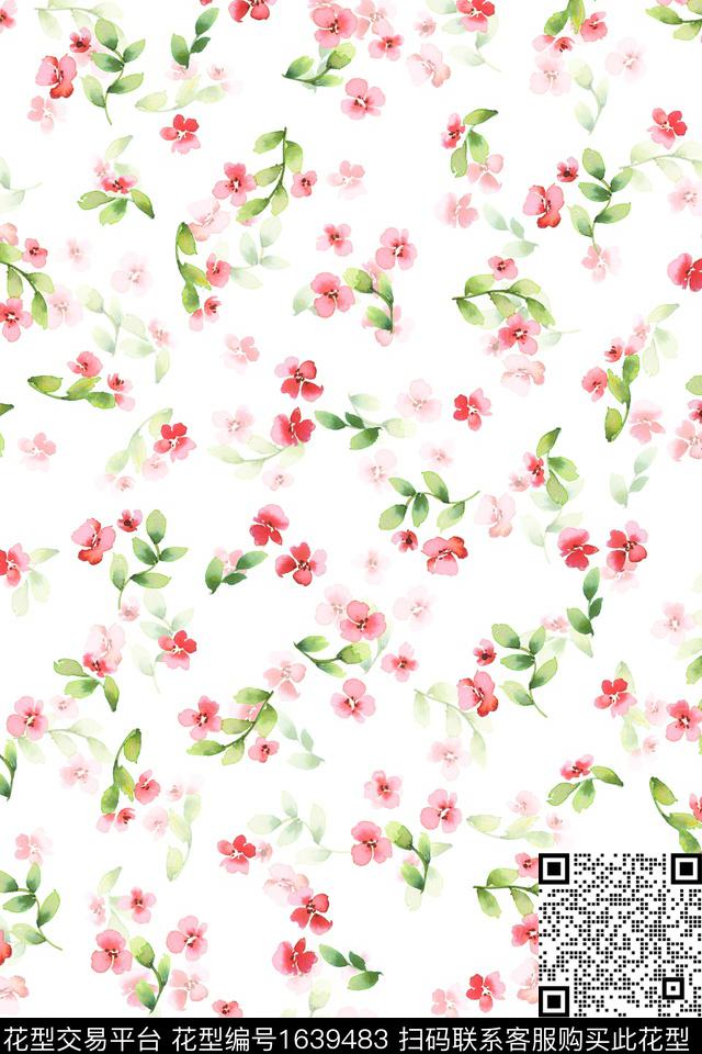 水彩花卉花卉春夏花型数码印花花型下载（图片编号: 1639483） - 瓦栏（Walan）
