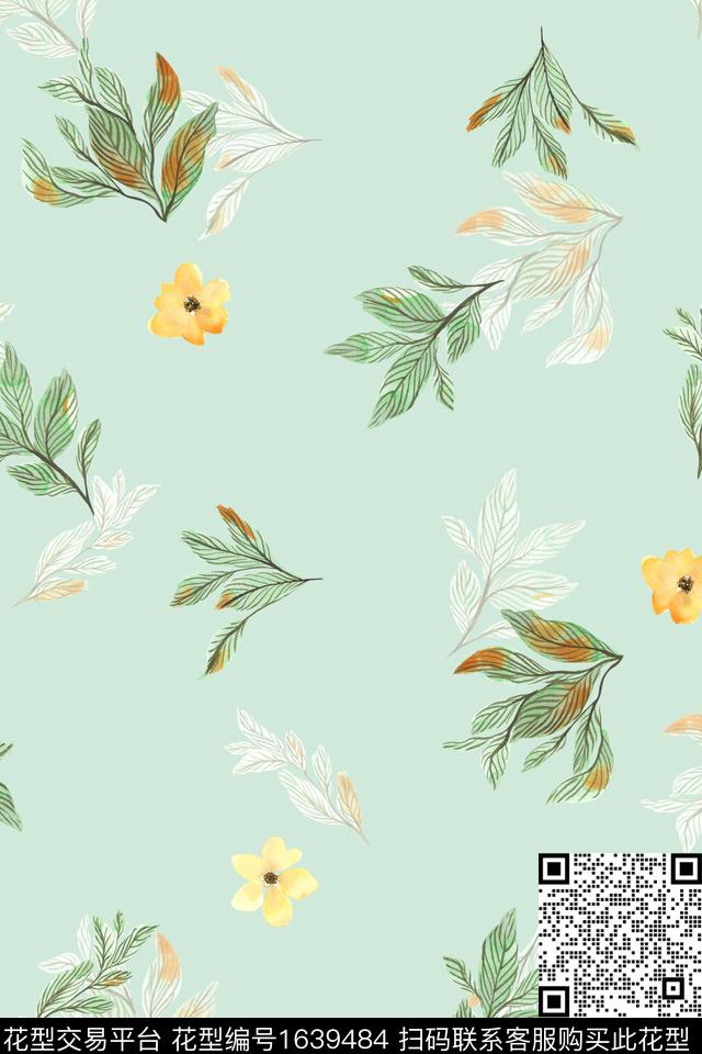 叶子花卉春夏花型数码印花花型下载（图片编号: 1639484） - 瓦栏（Walan）
