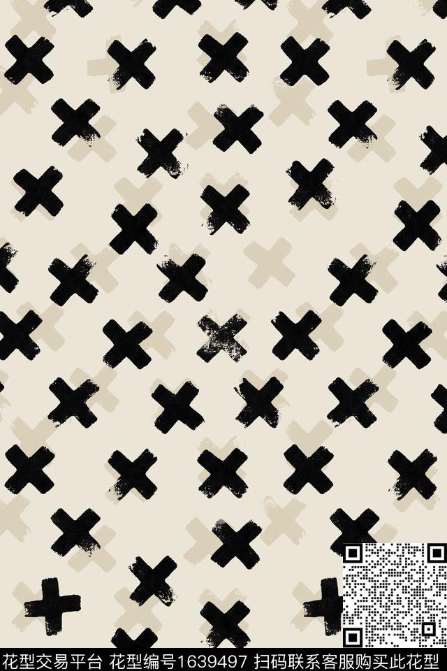 符号笔触几何数码印花花型下载（图片编号: 1639497） - 瓦栏（Walan）