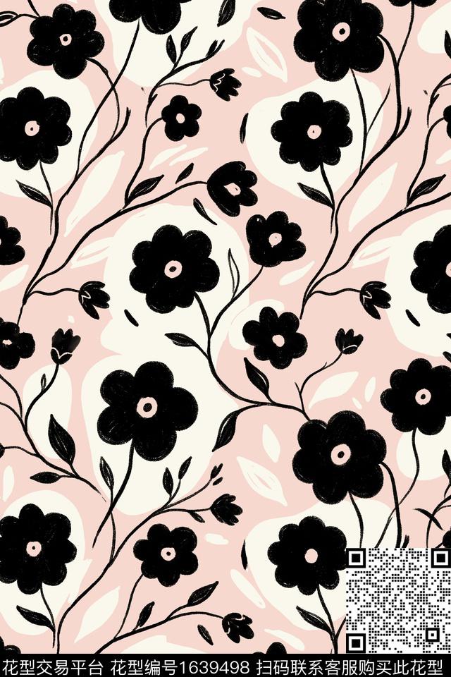 花卉枝条花数码印花花型下载（图片编号: 1639498） - 瓦栏（Walan）