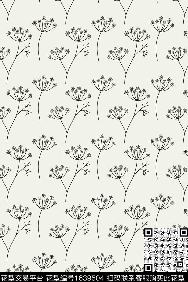 花卉小花线条花卉数码印花花型下载（图片编号: 1639504） - 瓦栏（Walan）