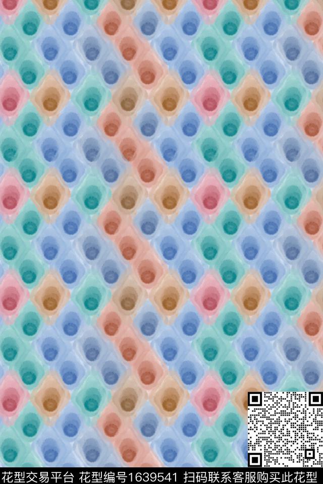 几何复古格子数码印花花型下载（图片编号: 1639541） - 瓦栏（Walan）