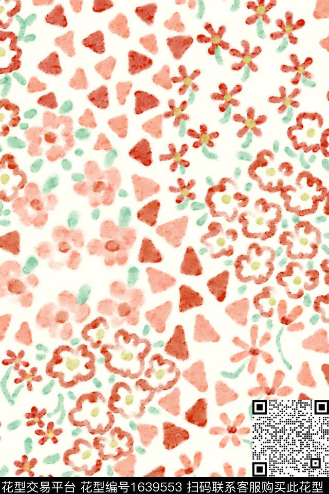 清爽底花卉花卉小碎花数码印花花型下载（图片编号: 1639553） - 瓦栏（Walan）