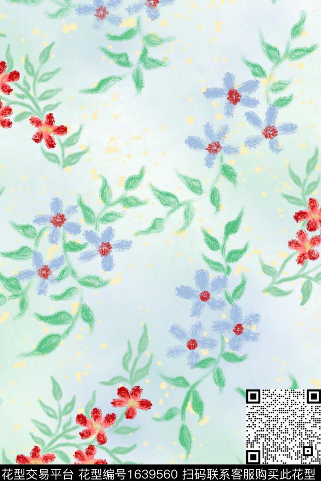 小清新侘寂花卉数码印花花型下载（图片编号: 1639560） - 瓦栏（Walan）