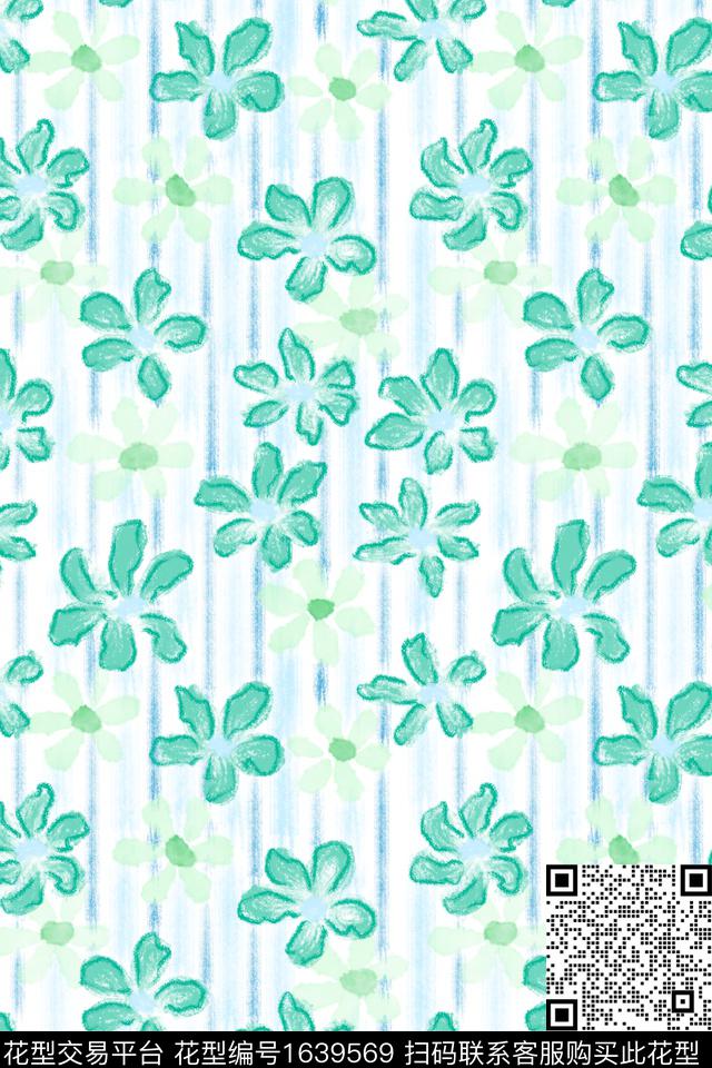 小清新清爽底花卉花卉数码印花花型下载（图片编号: 1639569） - 瓦栏（Walan）