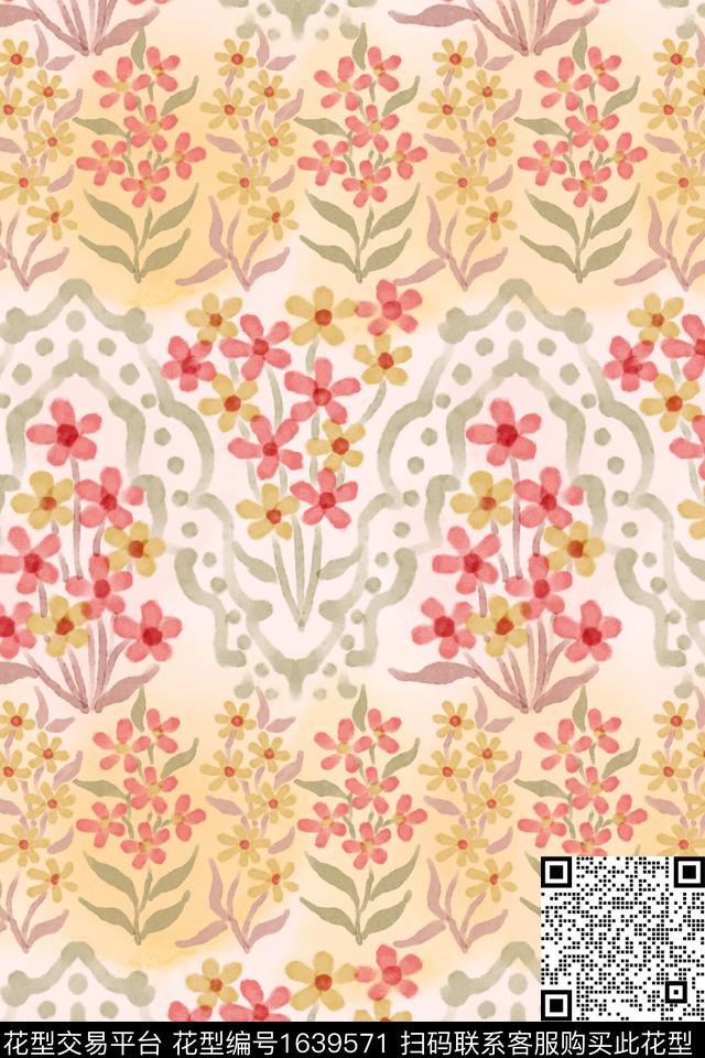 民族风花卉小碎花数码印花花型下载（图片编号: 1639571） - 瓦栏（Walan）