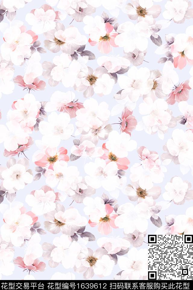 年轻女性花卉水彩花卉数码印花花型下载（图片编号: 1639612） - 瓦栏（Walan）
