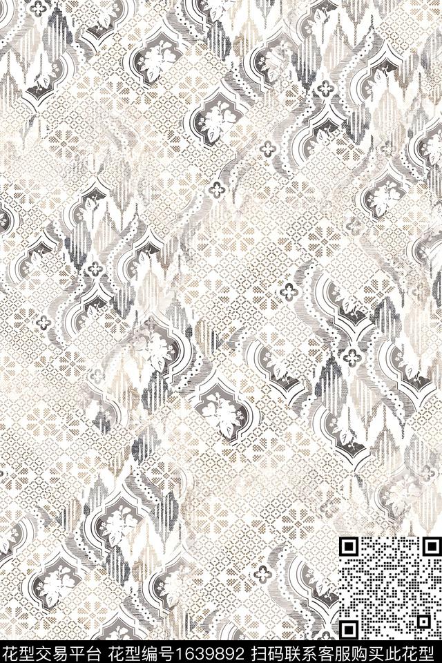 满版散花几何男装数码印花花型下载（图片编号: 1639892） - 瓦栏（Walan）