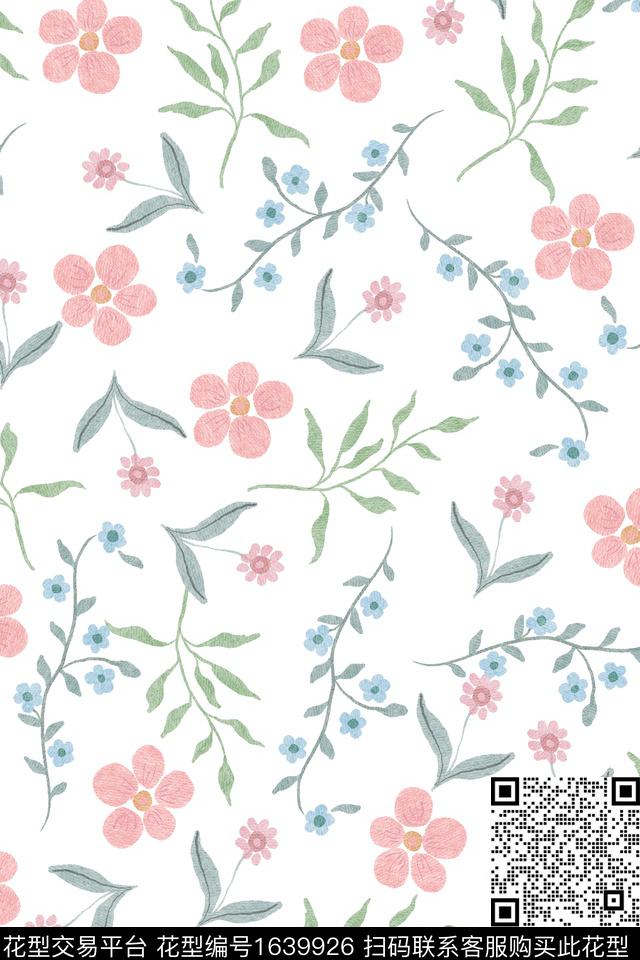 水彩花卉花卉春夏花型数码印花花型下载（图片编号: 1639926） - 瓦栏（Walan）